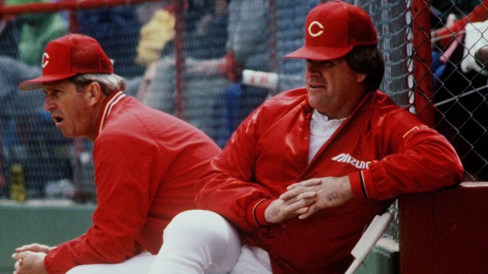 Cincinnati Reds manager Pete Rose and coach Tommy Helms