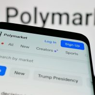 polymarket platform phone logo background