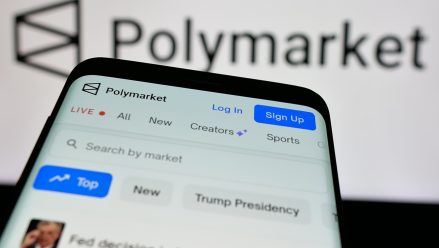 polymarket platform phone logo background