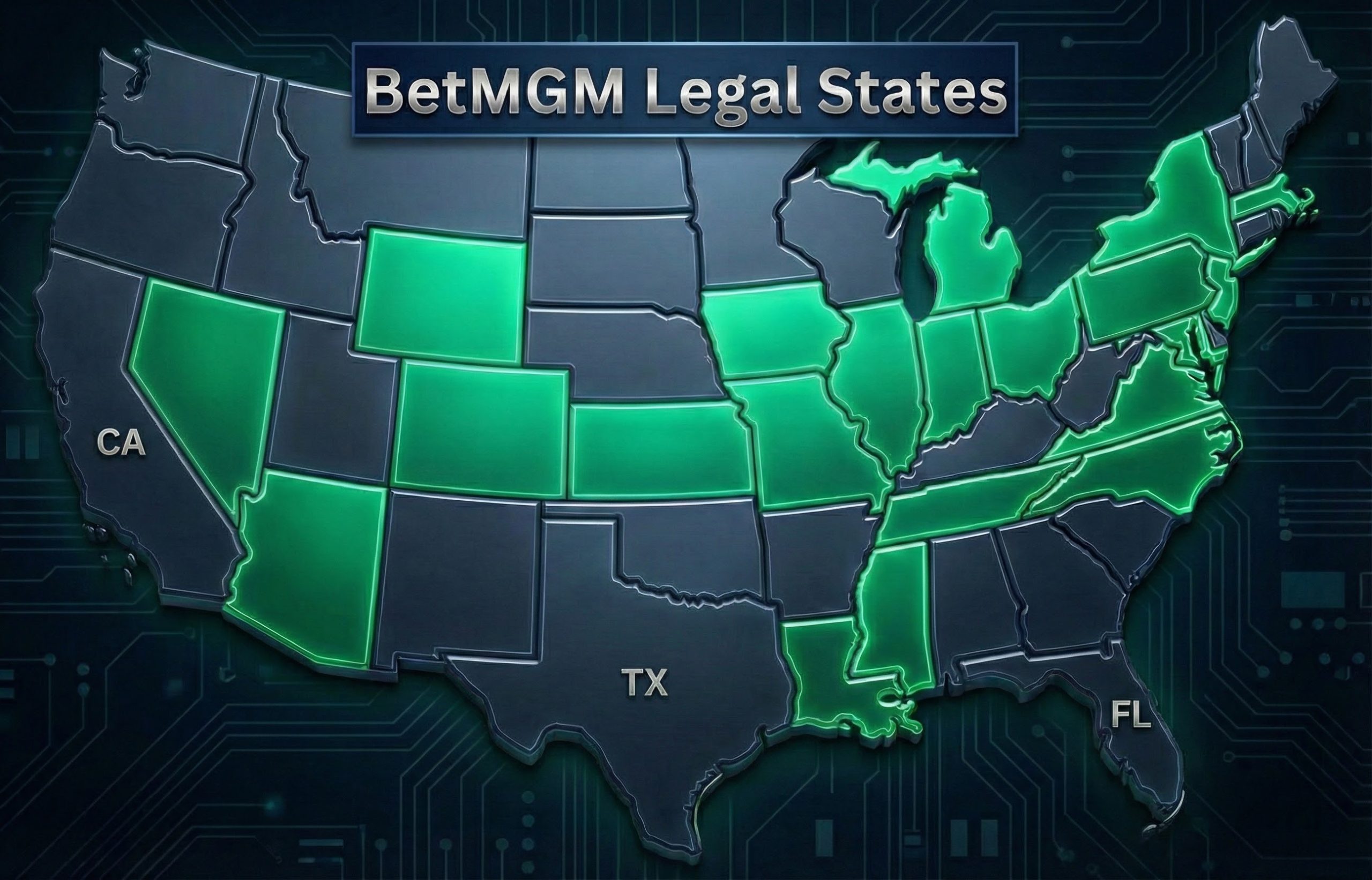 BetMGM Legal States Map
