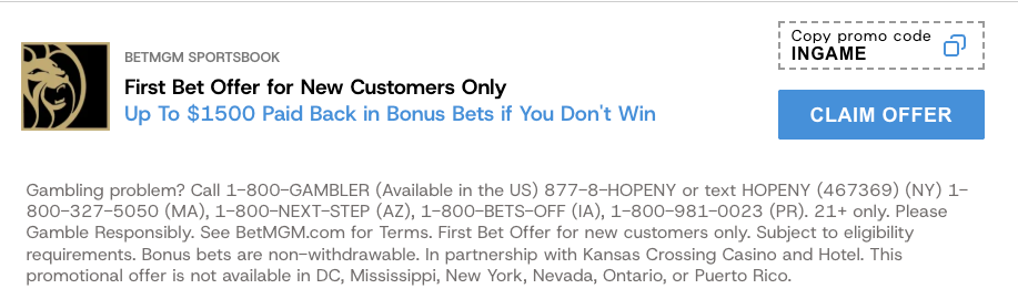 BetMGM affiliate advertisement screenshot