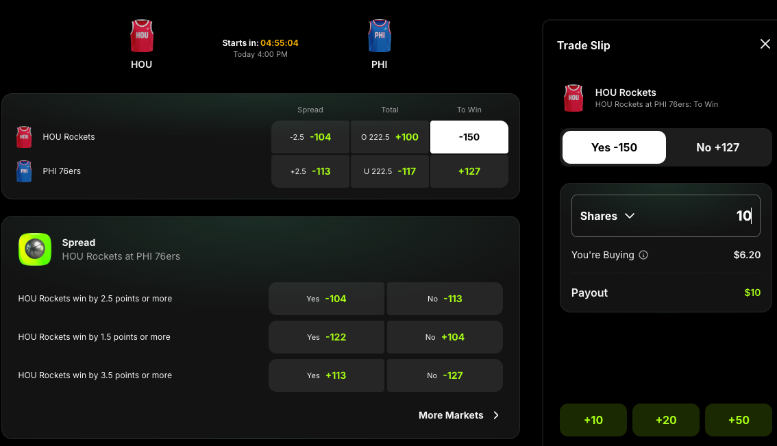 DraftKings Predictions screenshot